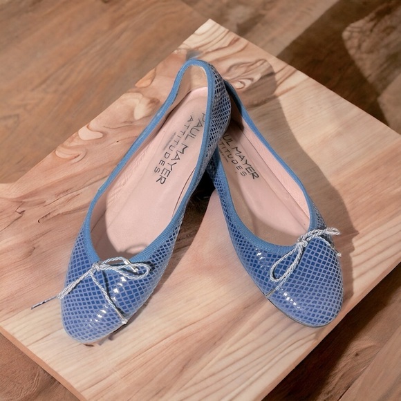 Paul Mayer Ladies Snakeskin Flats in Sky Blue - Picture 2 of 11